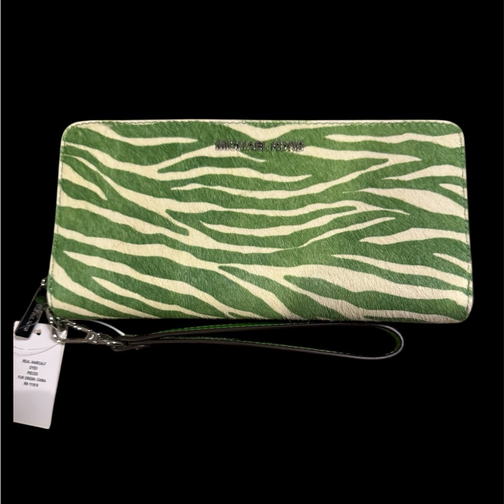 Michael Kors Set Travel Zebra Print Calf Hair Continental Wallet nwt - Picture 3 of 4